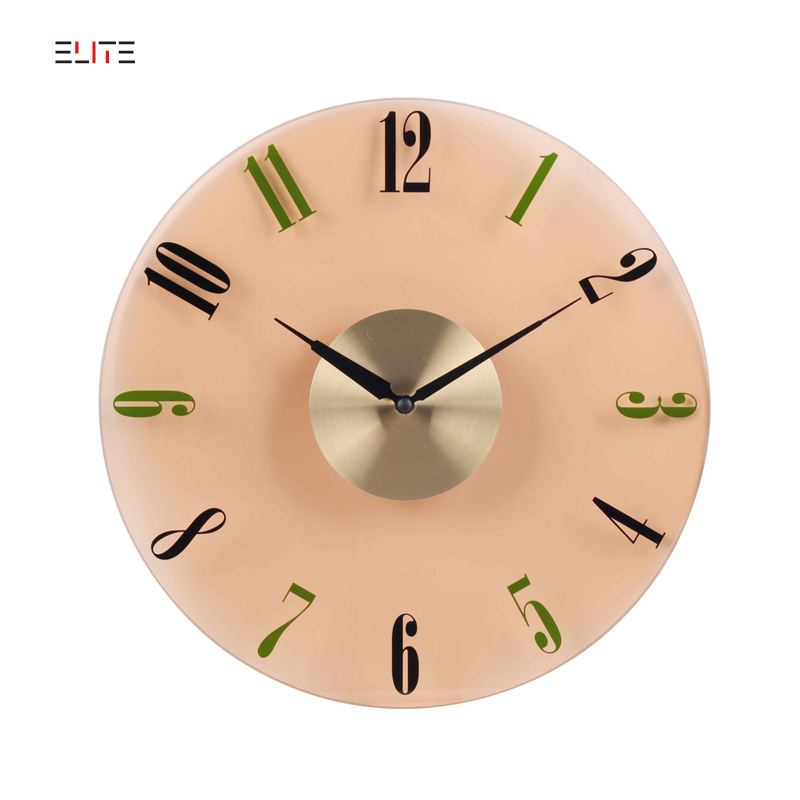 Glass quartz wall clock