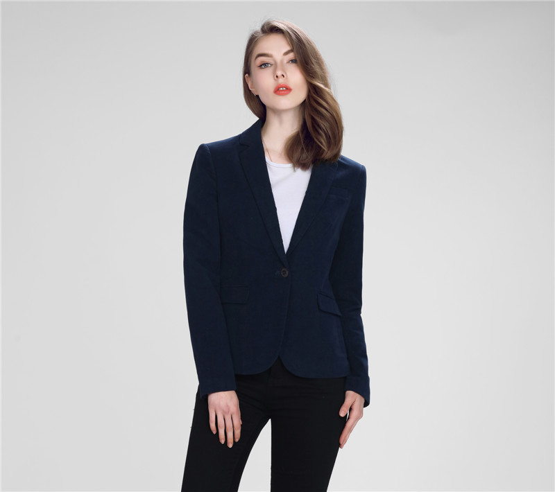 Womens navy lapel one button suit