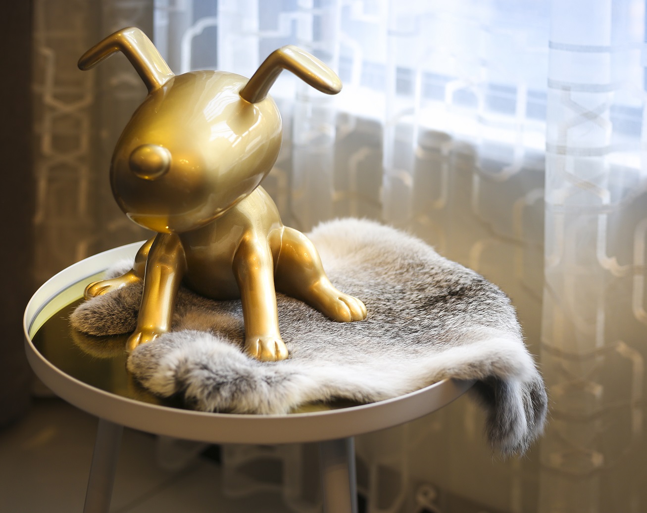 Rabbit Fur Table Decor