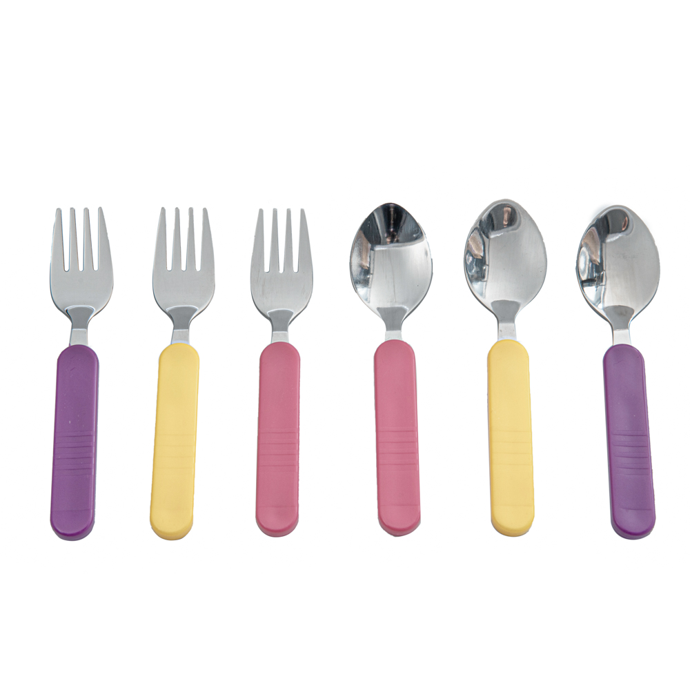 Reusable colorful toddler children's cutlery set of spoon and fork
