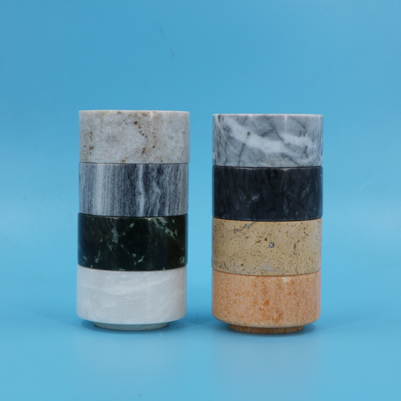Natural marble seasoning jar free combination salt sugar jar pepper bottle with bamboo lid