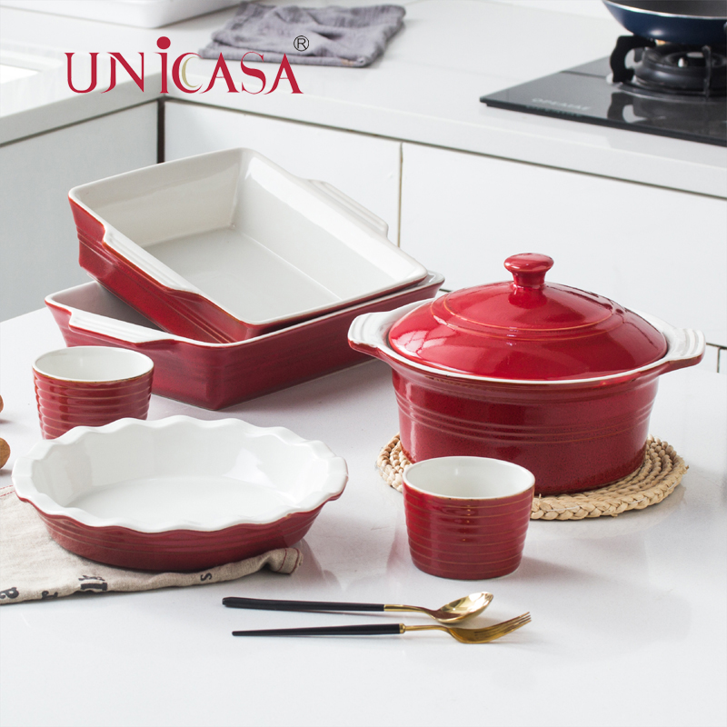 Ceramic Bakeware Rectangular Baking Dish Square Baking Pan Pie Dish Casserole With Cover Ramekin