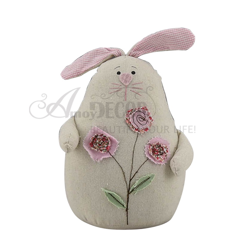 fabric rabbit w/fat body and flower pattern