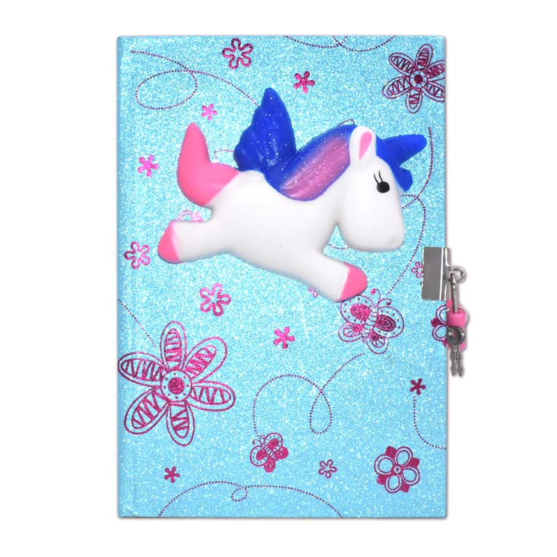 Giltter Cover Padlock Diary with Squishy antistress accessory