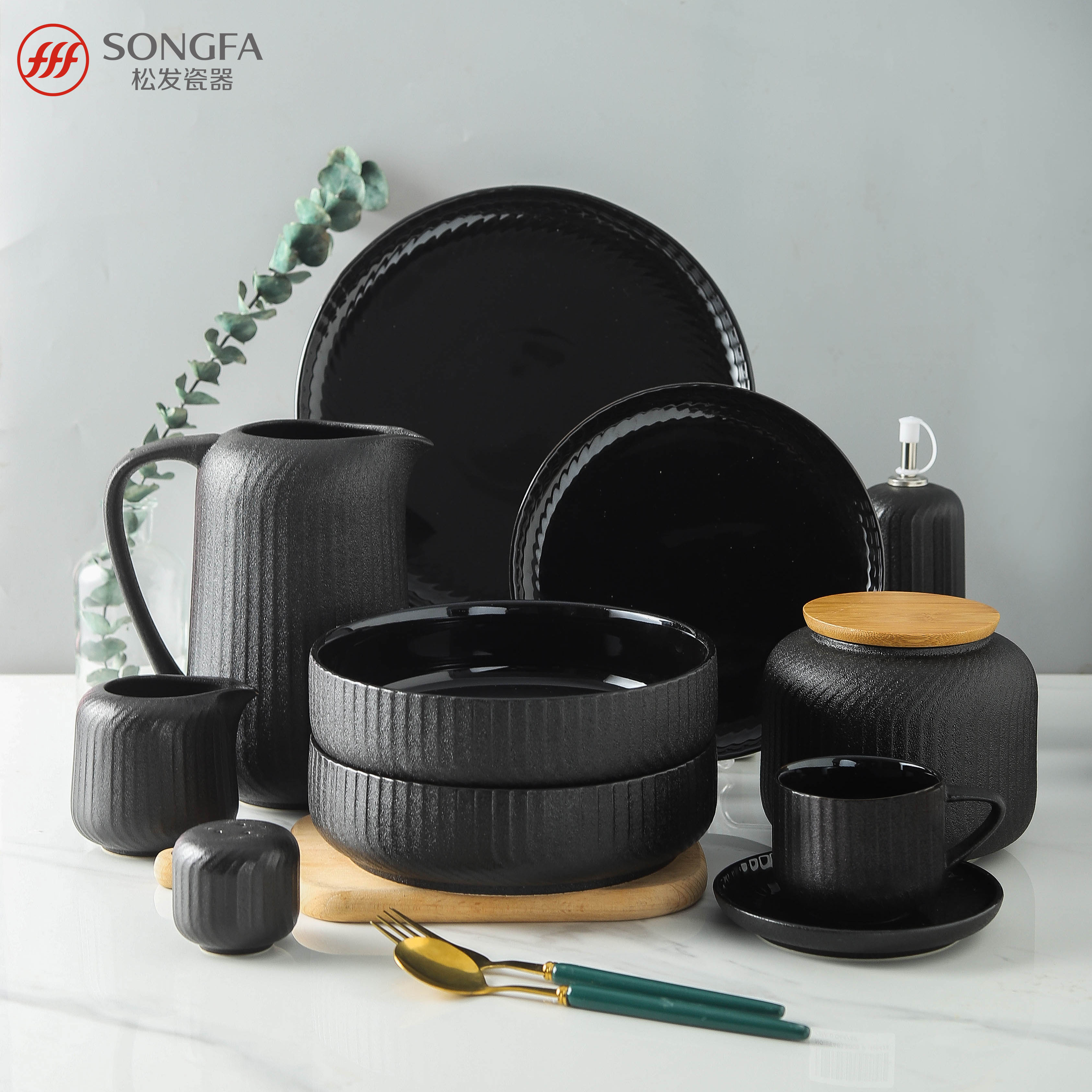 Straight line series new bone china bakerware set