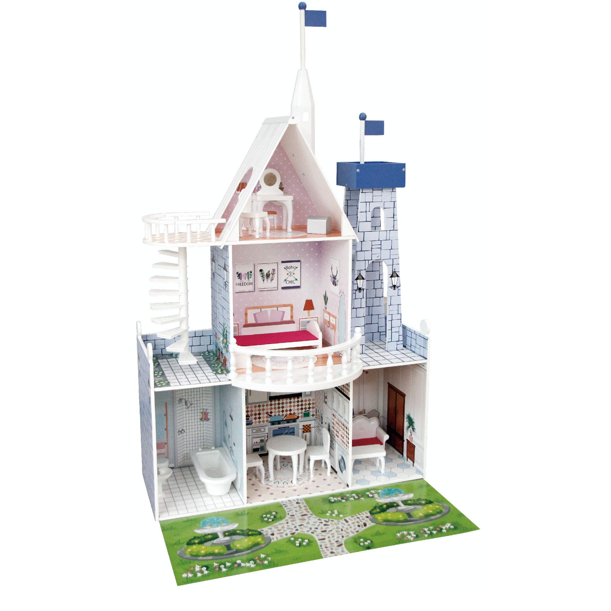 pretend wooden castle doll house
