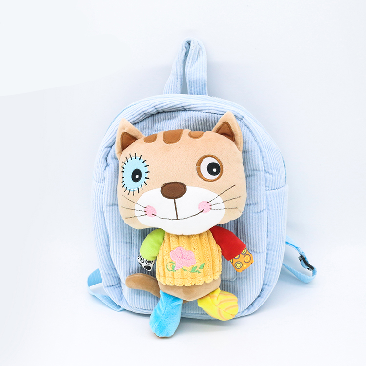 Colorful animal plush cat kids school backpack
