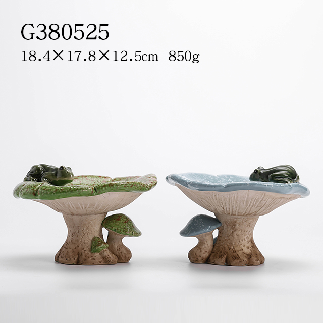 Ceramic mushroom bird feeder