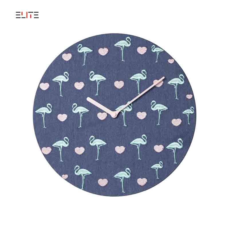 MDF quartz wall clock with fabric dial