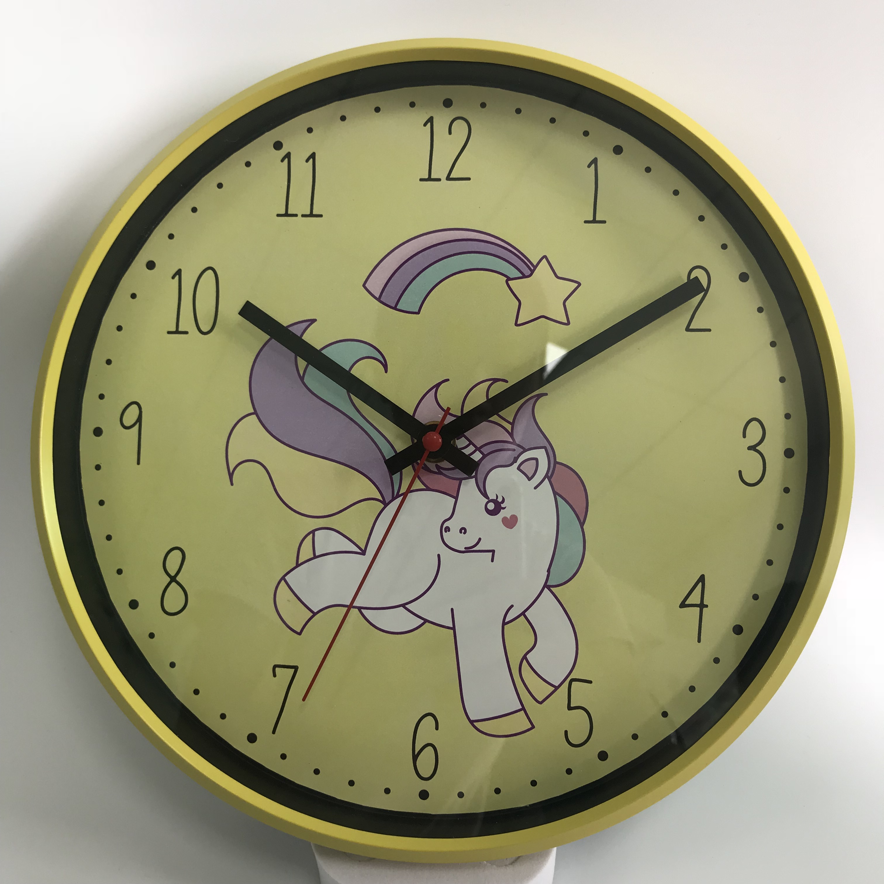 10inch Plastic cartoon unicorn children kids wall clock