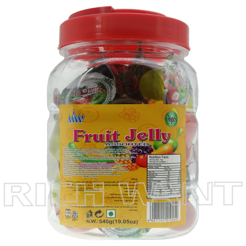 Assorted mini fruit jelly mini gelatina Fruit Flavor Jelly Cup in Square Jar （36pcs/jar）