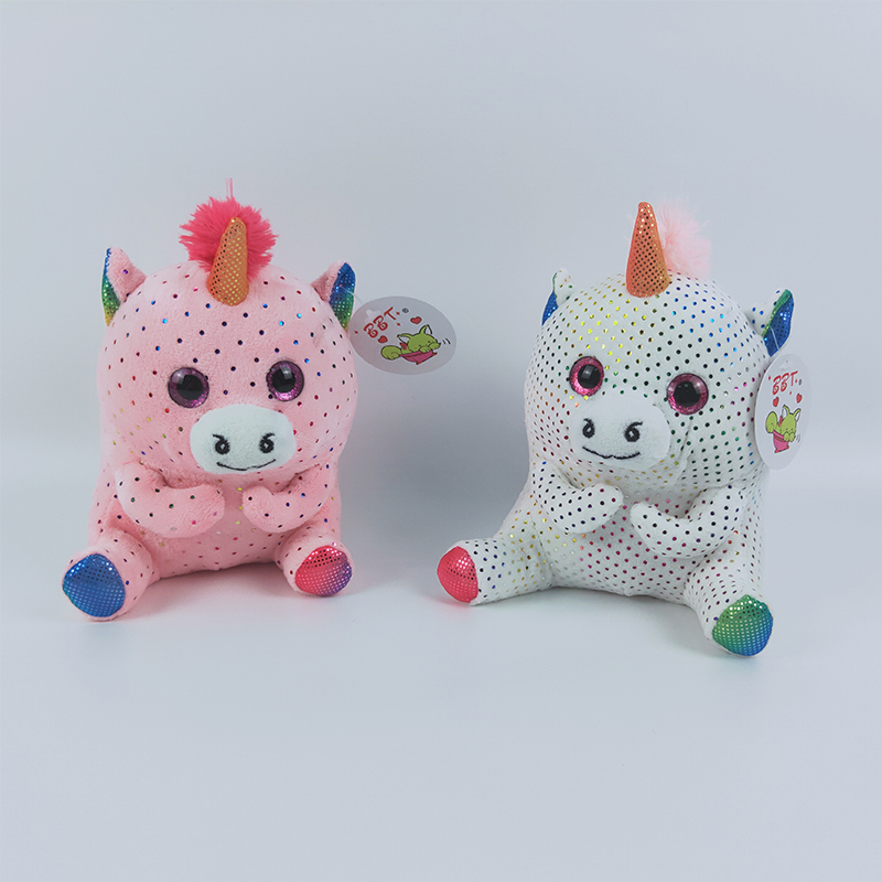 Plush soft sitting round unicorn toy big shinny eyes soft unicorn