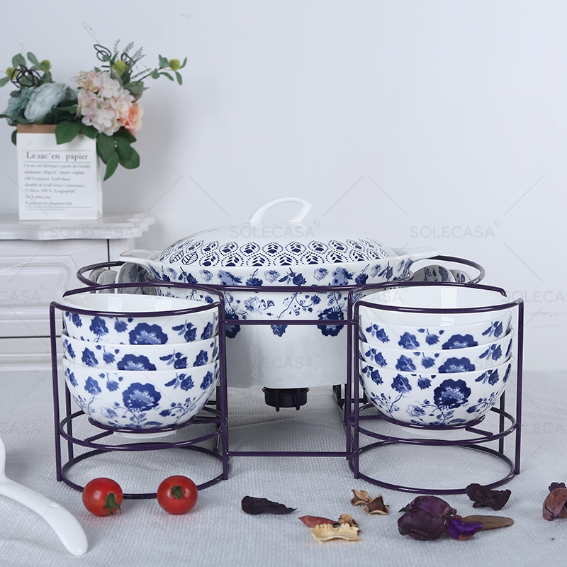 Soup Tureen Setwith Metal Stand