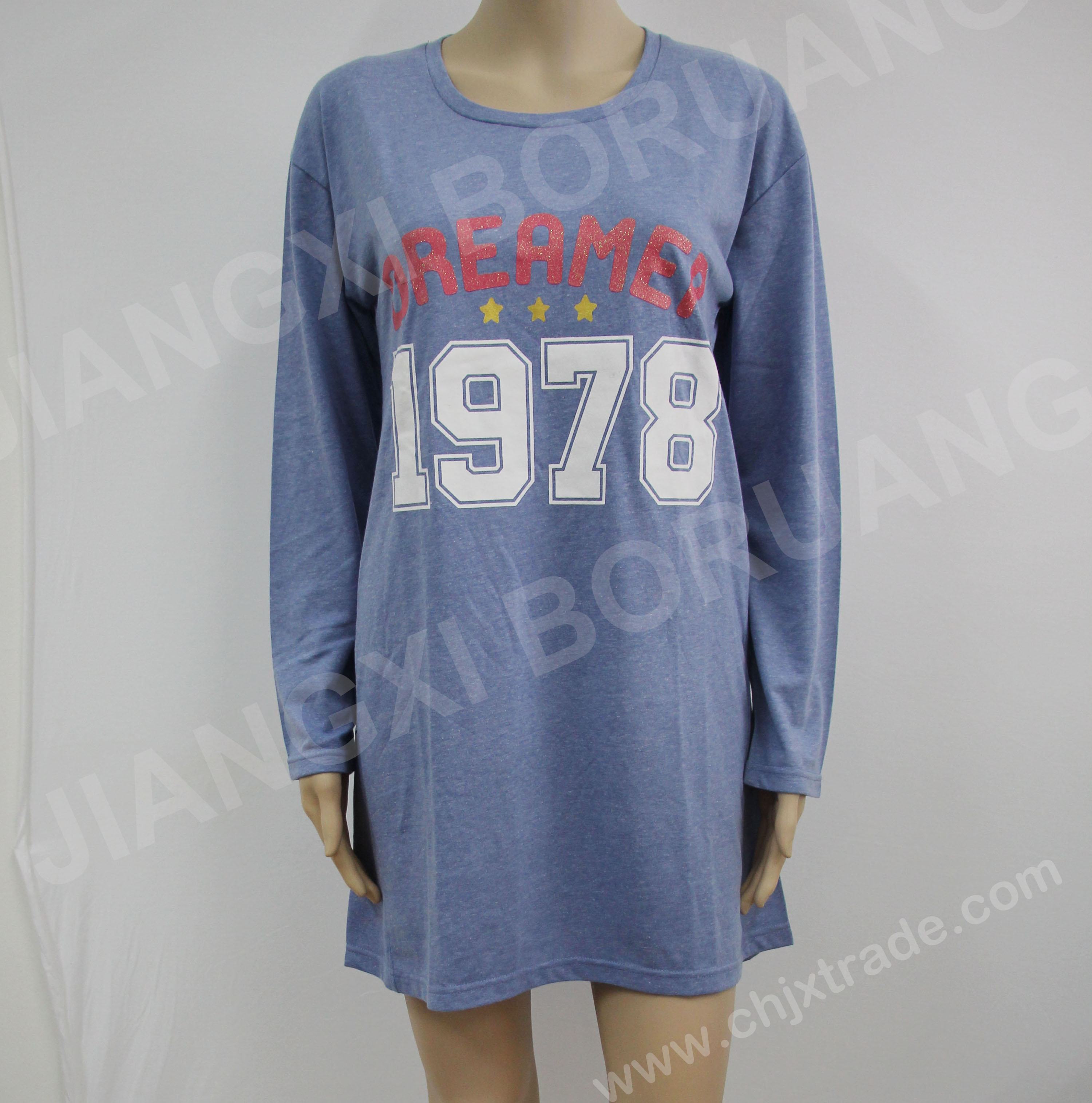 Womens Long Sleeve Dress Nightwear With Print