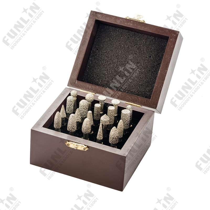 Vacuum brazed diamond burr set