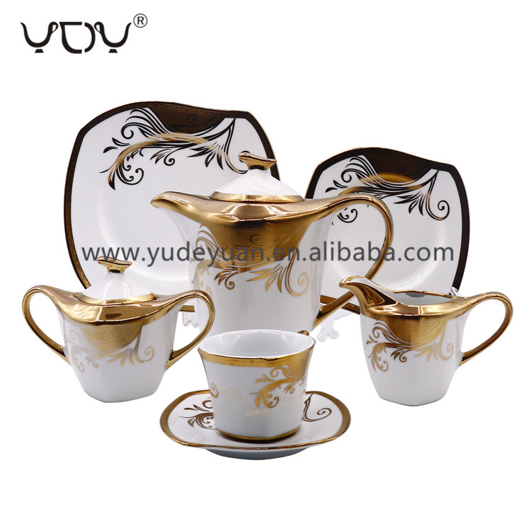 YDY wholesale price porcalain gold plated 24pcs arabic coffee and tea sets