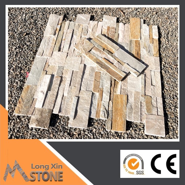 S shape Natural nice beige slate stone wall cladding 18x35 cm