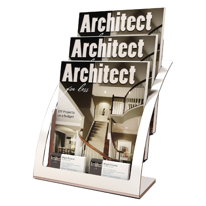 Architeture 3-tier brochure holderA4, BLACK+CLEAR