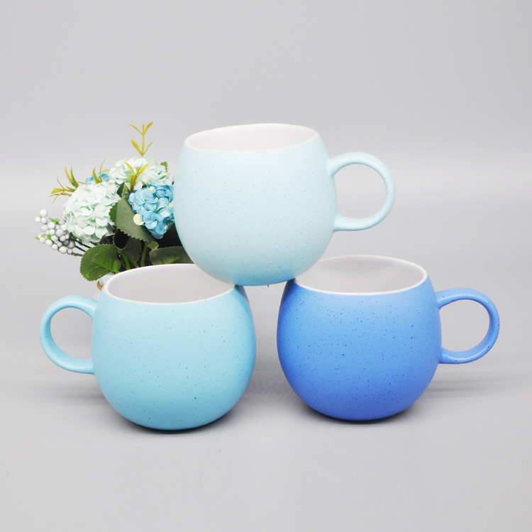 16oz blue sesame glaze matte double open mould ball mug