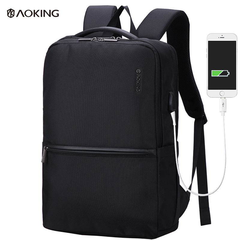 Aoking Unisex USB Charging Large Capacity Laptop Travel Backpack