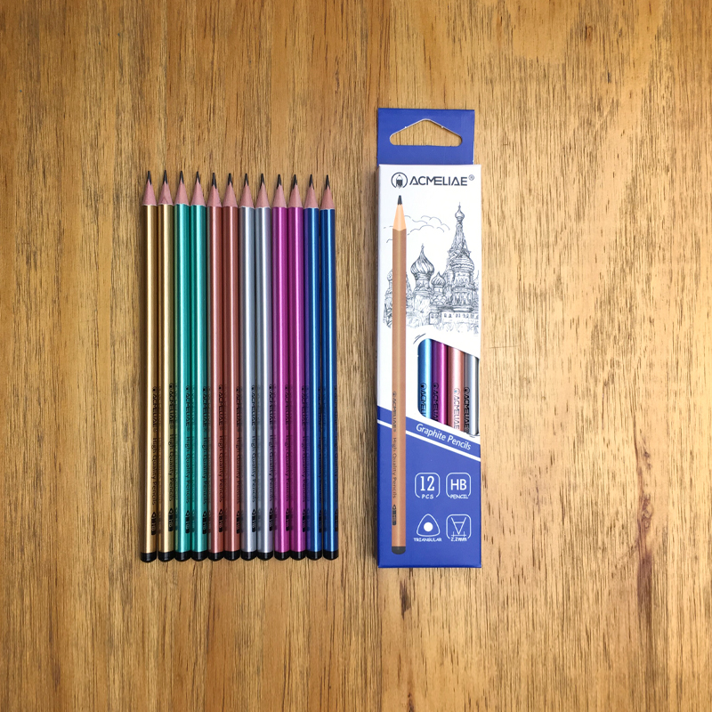 Metalic Color Coating HB Pencil Triangular (Spot Supply)