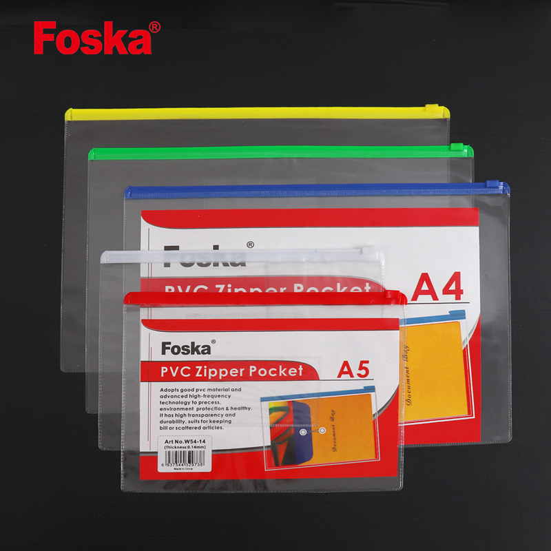 Transparent Clear PVC Plastic Office Zipper bag