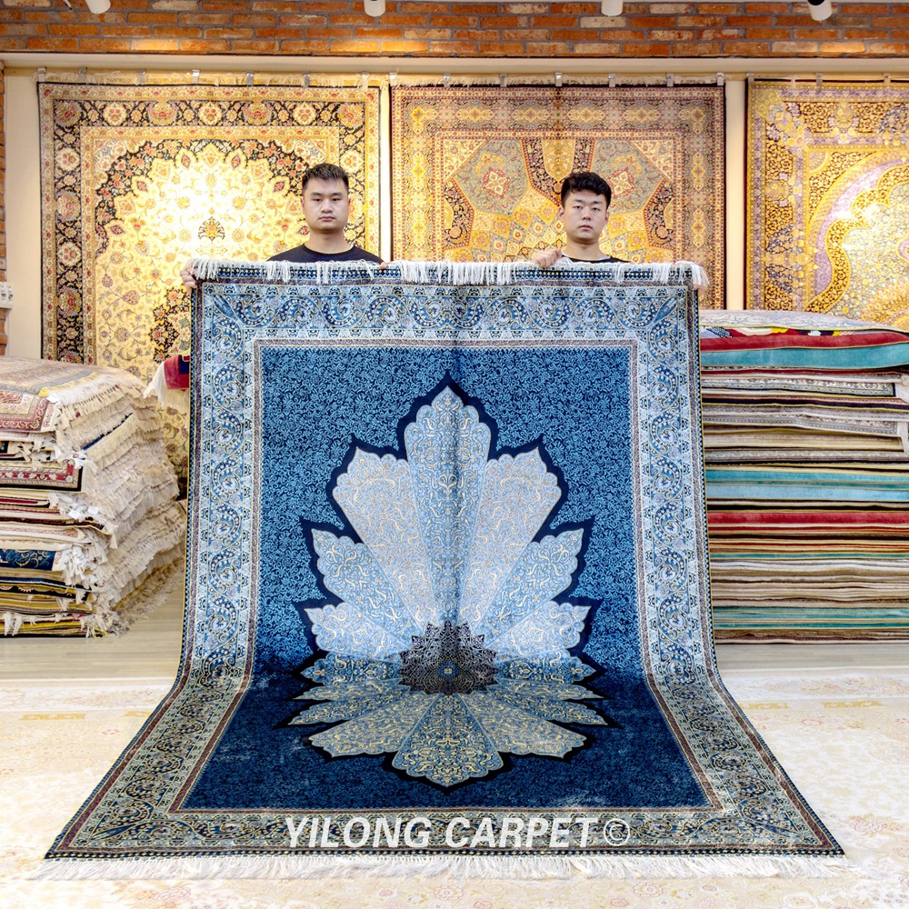 YILONG 6'x9' Handknotted silk carpet for floor home decoration kashmir carpet