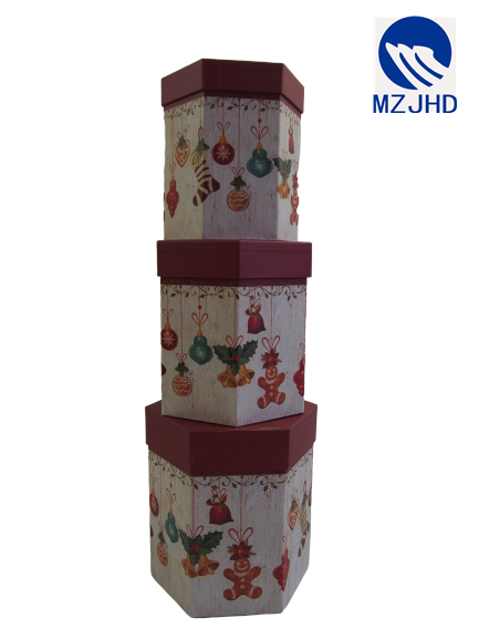 S/3 Christmas Hexagon Paper Box