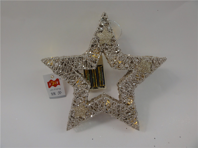 Wire with cotton thread star with battery box LED light
