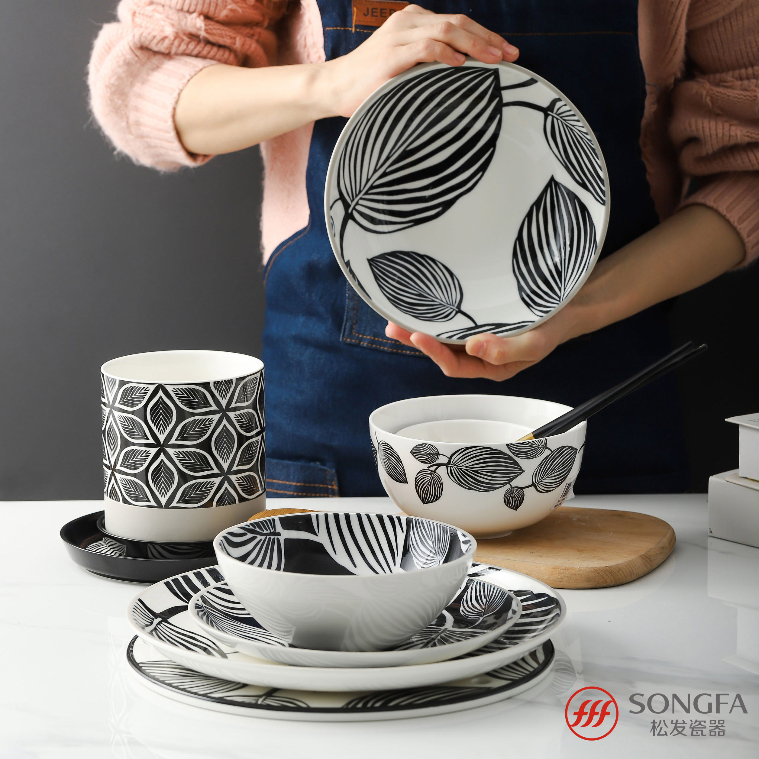 Leafs shadow new bone china tableware set
