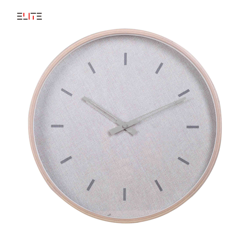 36cm wall clock with plywood case and fabric dial