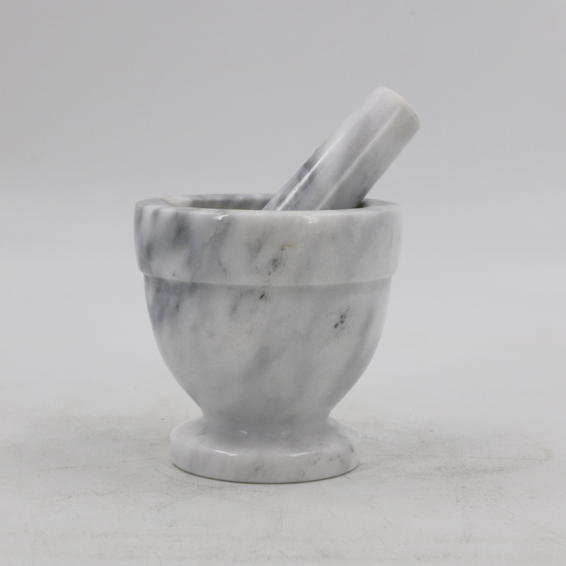 Factory customized natural marble seasoning grinder, garlic mortar, pestle and bowl