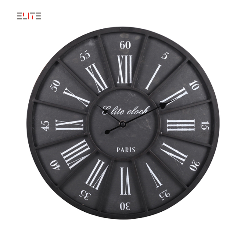 Slate wall clock with iron frame