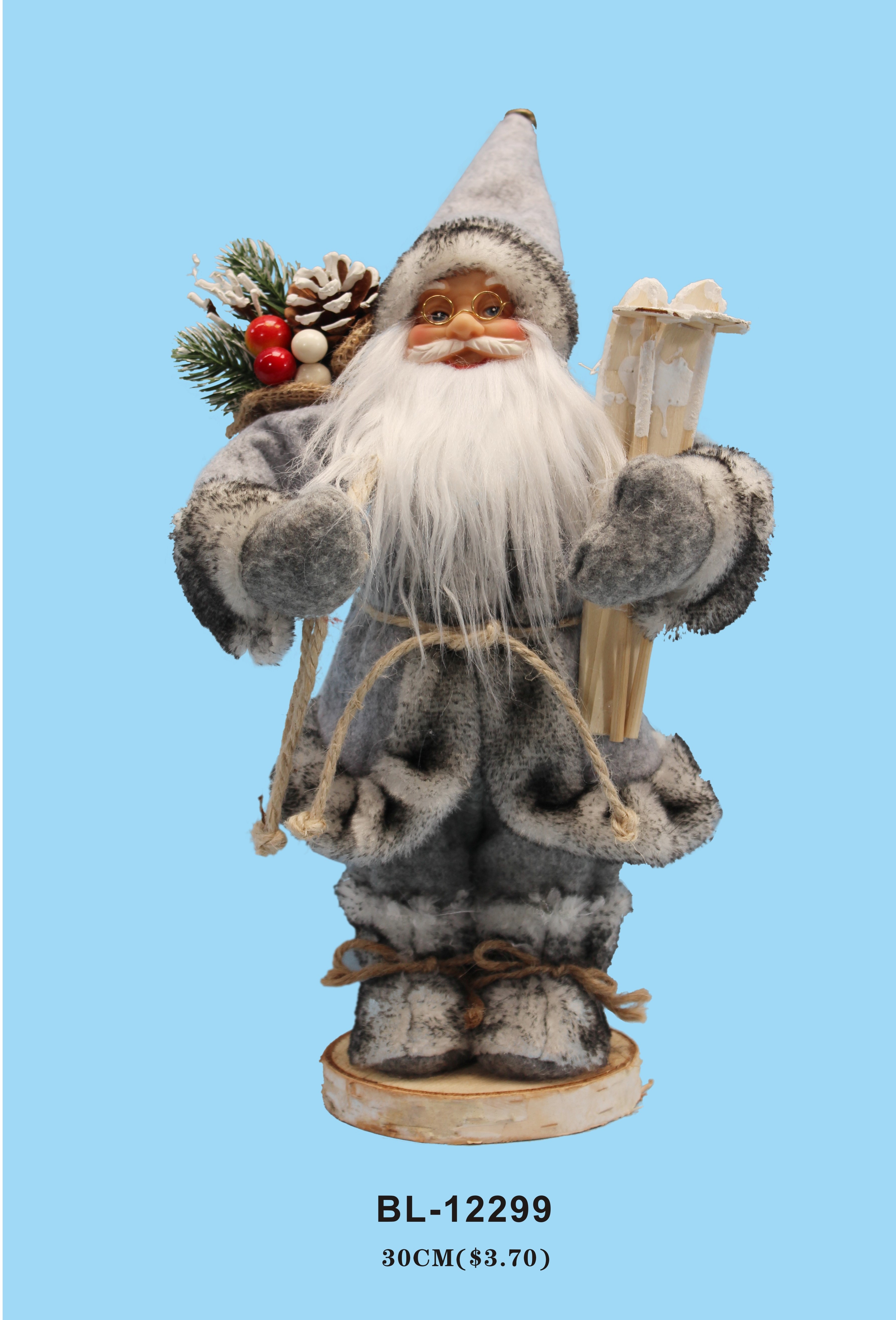 30cm height Santa Clause standing on wood base