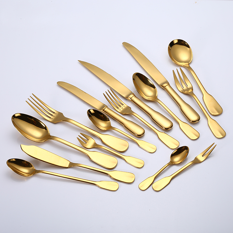 Reusable Hotel Stainless Steel Tableware Mirror polishing Square Handle Cutlery Set