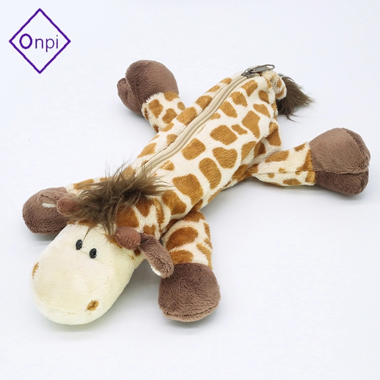 Animal shape plush giraffe pencil case for kids