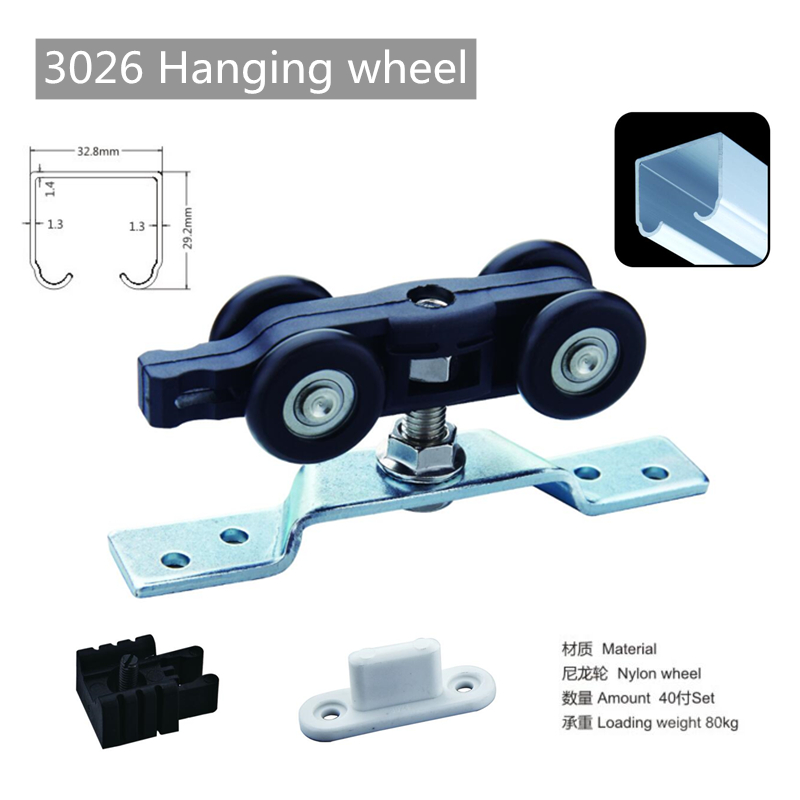 Hanging wheel for wooden door