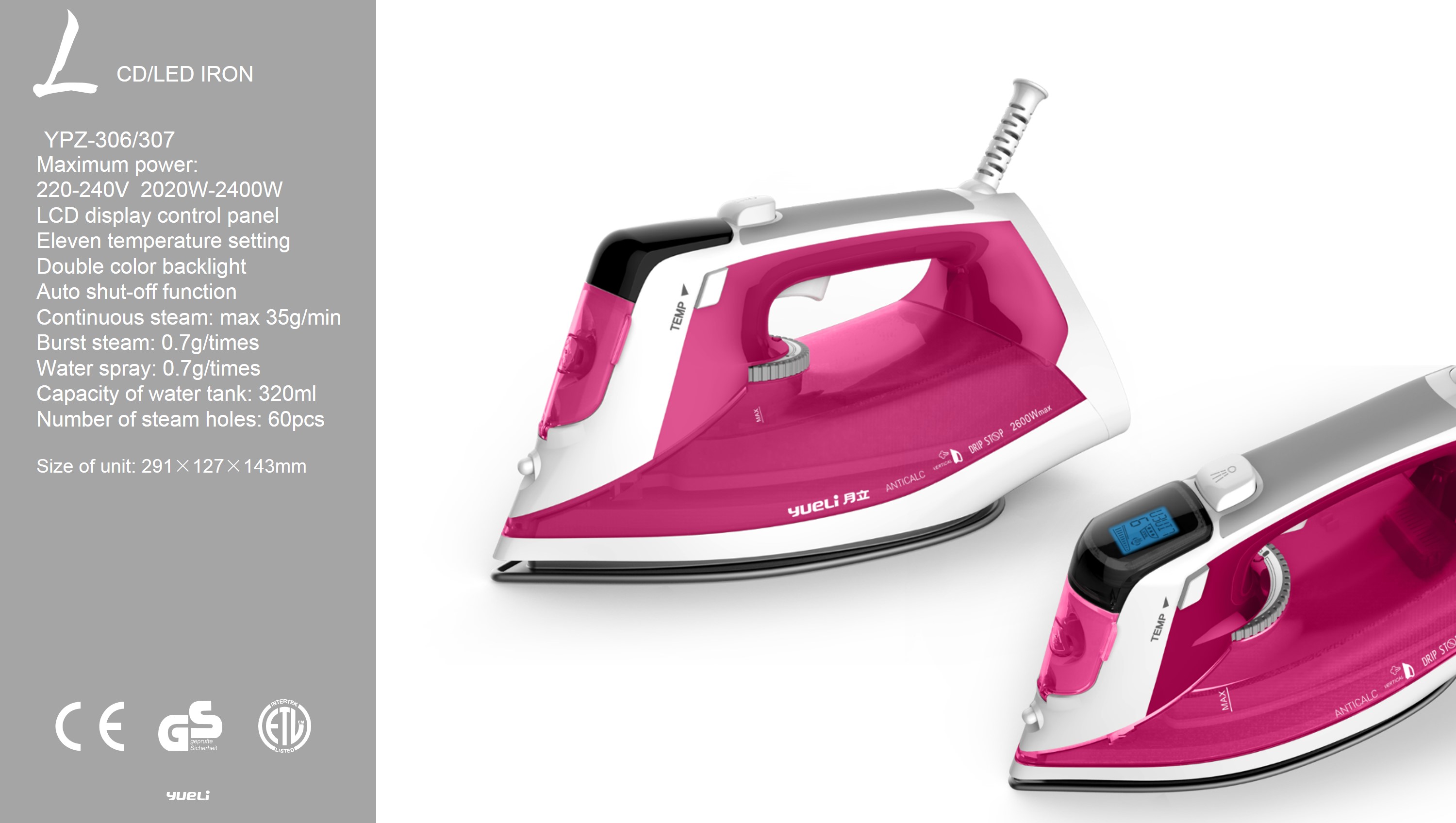 LCD Steam Iron YPZ-306/307
