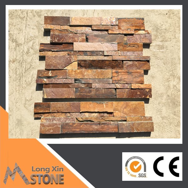 Natural rough edge rusty slate stone wall cladding