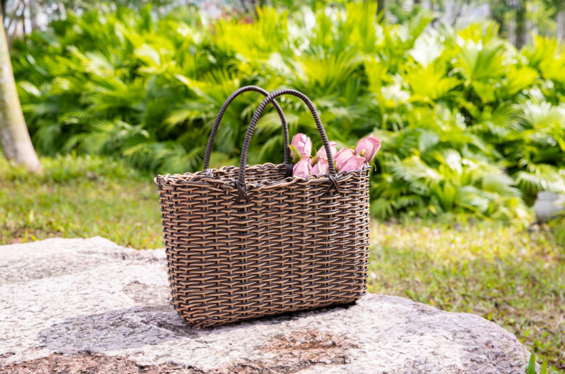 PE Rattan plastic basket Handmade Durable Storage Basket flower basket shopping basket
