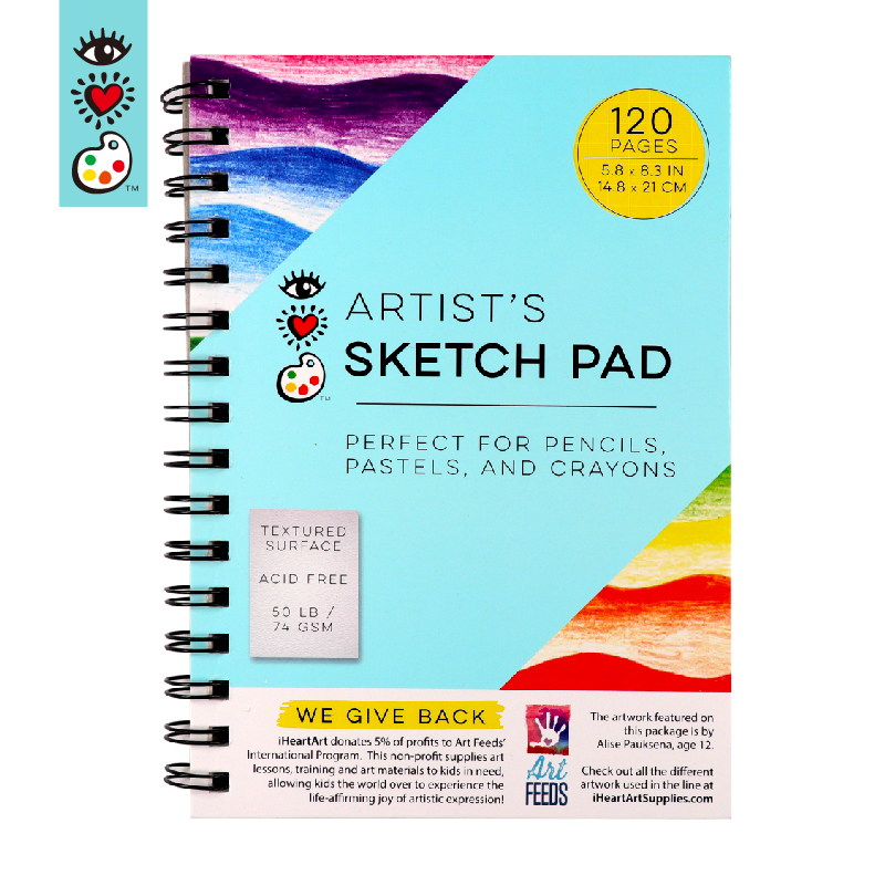 5.8x8.3" wire bound blank page artist sketch pad durable acid free drawing and sketching paper book