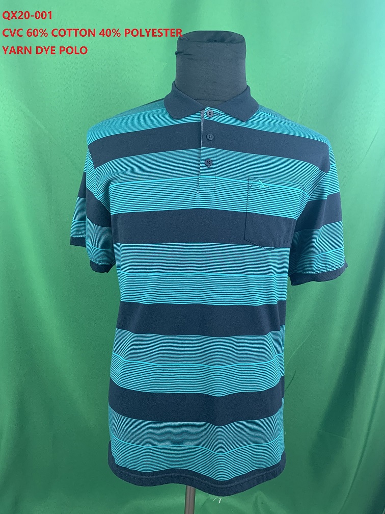 Qx20-001 Cvc Yarn Dye Polo