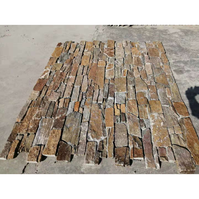 Cement Stone Cladding, Rusty Slate Stone, Stone Panel Covering For External Wall