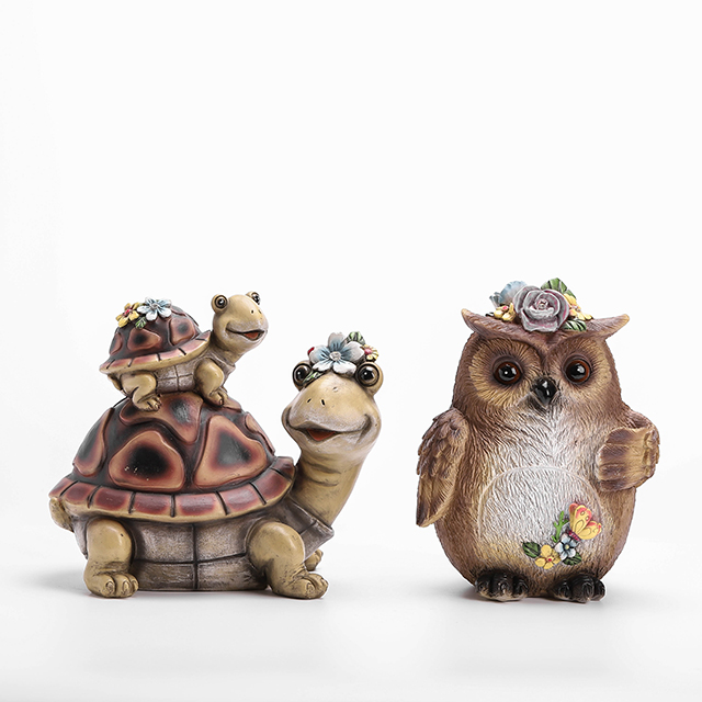 Polyresin Turtle/Owl With Solar Light