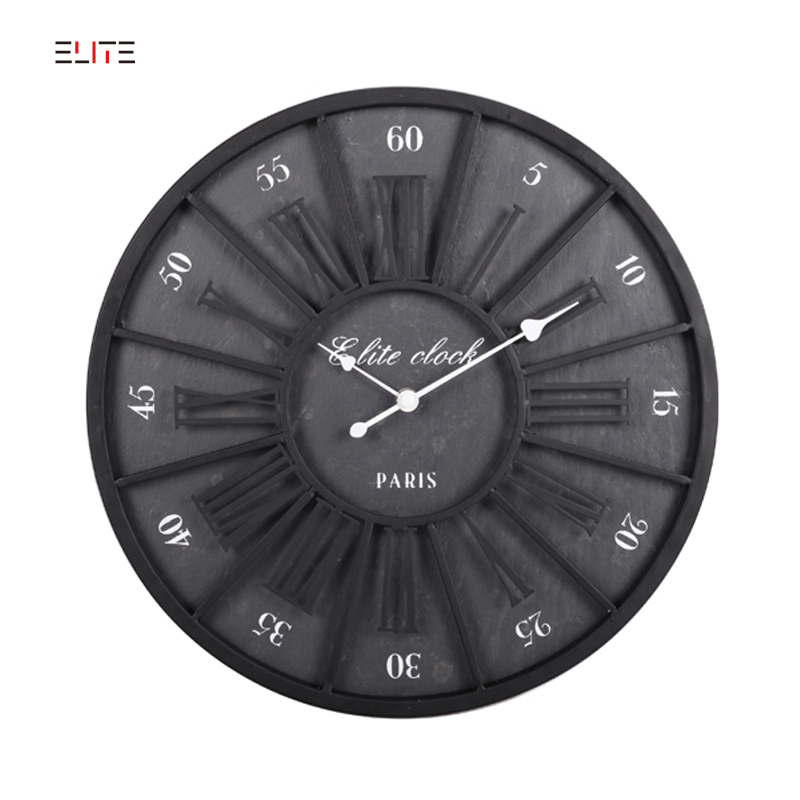 Slate wall clock with iron frame