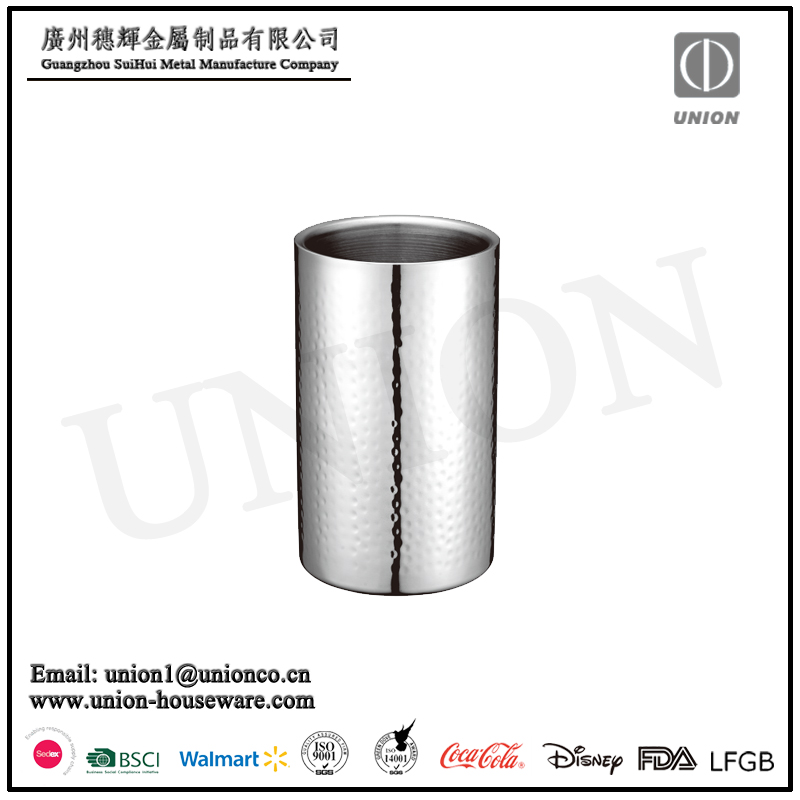 Factory Hot Sale Stainless Steel Hammered Ice Bucket Double Wall