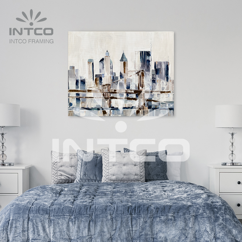 Hand painted decorative canvas painting-abstract city