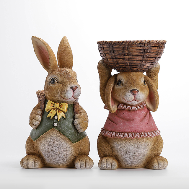 Polyresin Bunny With Basket