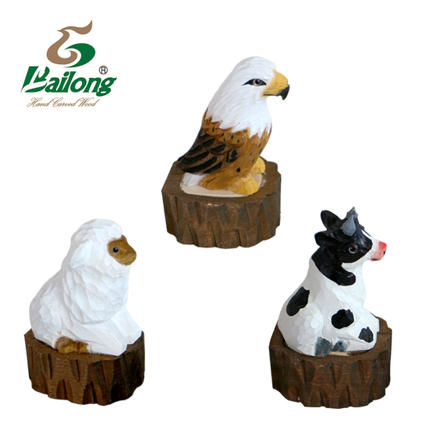 Wooden 3D carving animal pencil sharpener