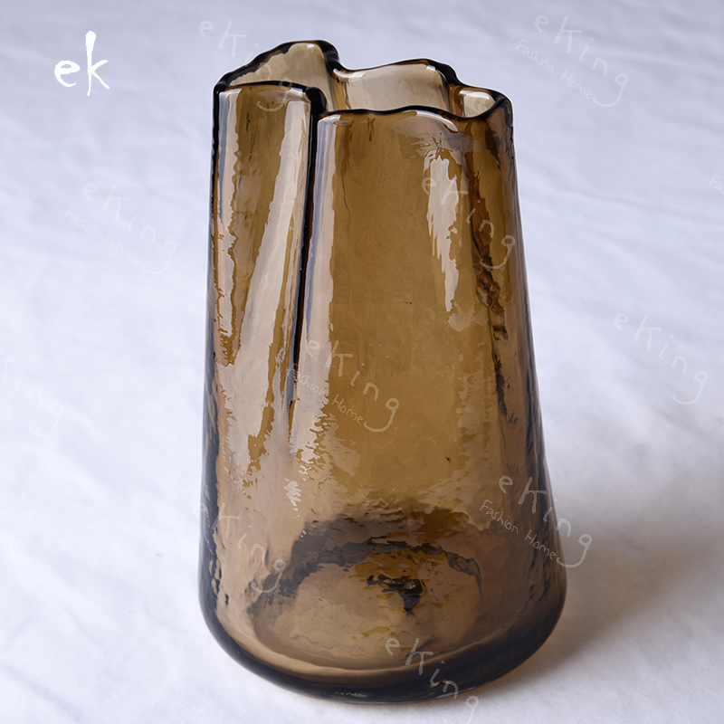 `Fashion glass bag vase ins creative glass flower vase EKING terrarium handblown glass vase Nordic tabletop vase